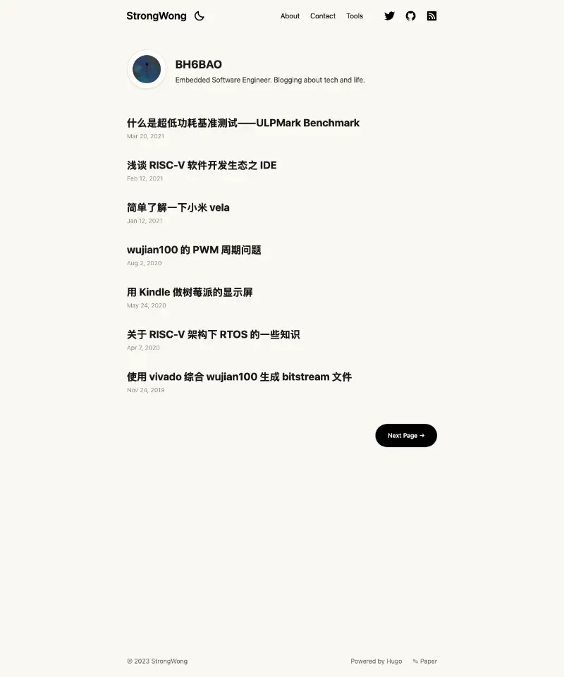 strongwong's Blog 首页截图