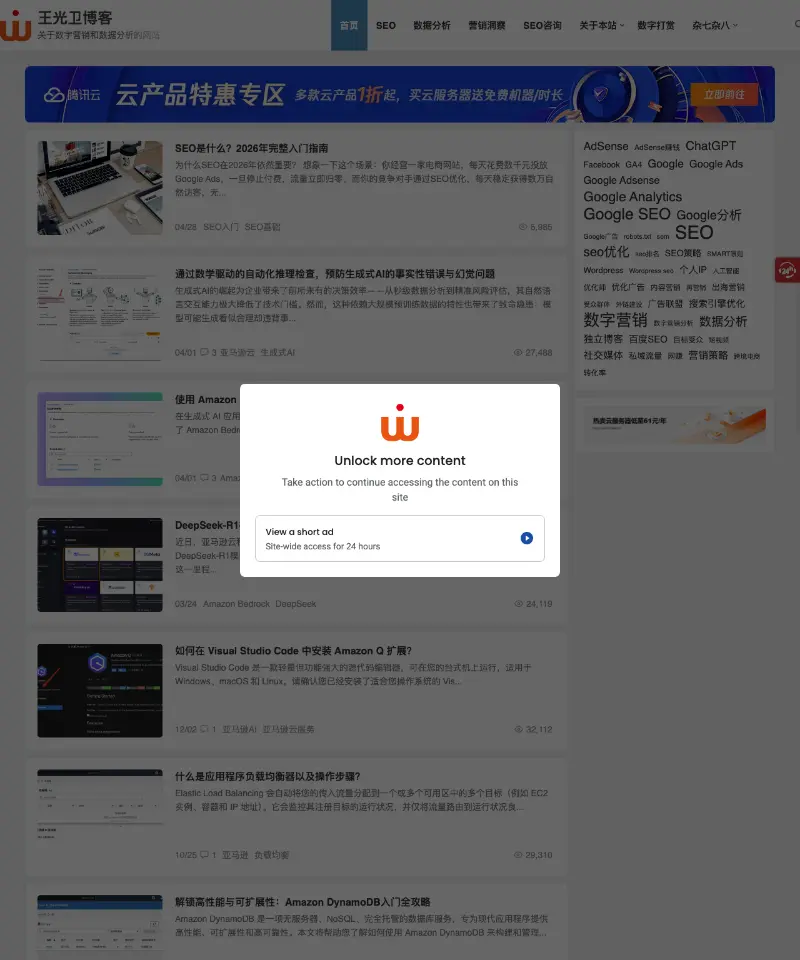 王光卫博客 首页截图