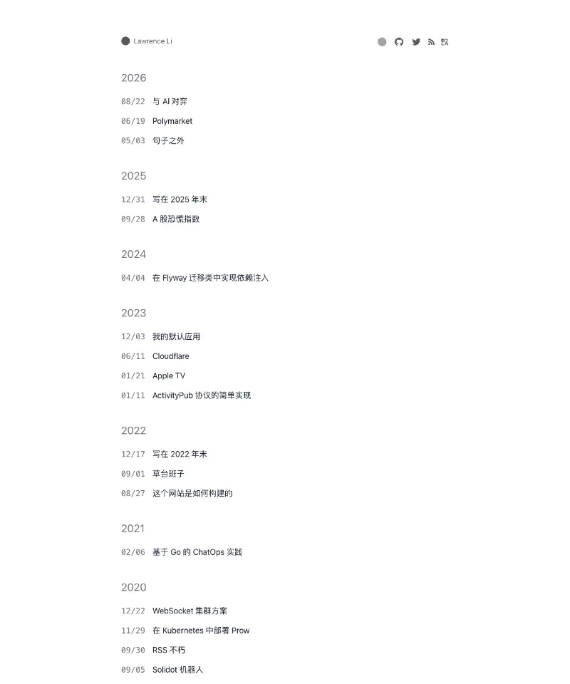 Lawrence's Blog 首页截图
