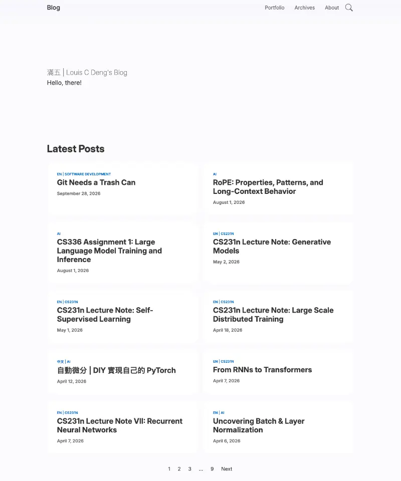 Louis Aeilot's Blog 首页截图
