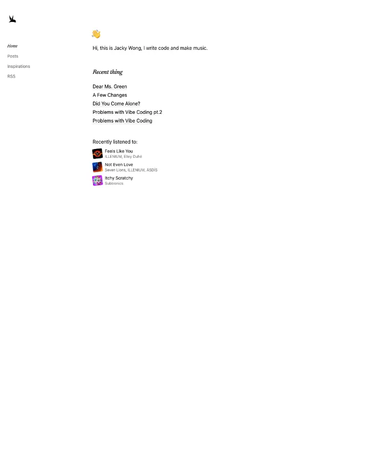 Jacky's Blog 首页截图