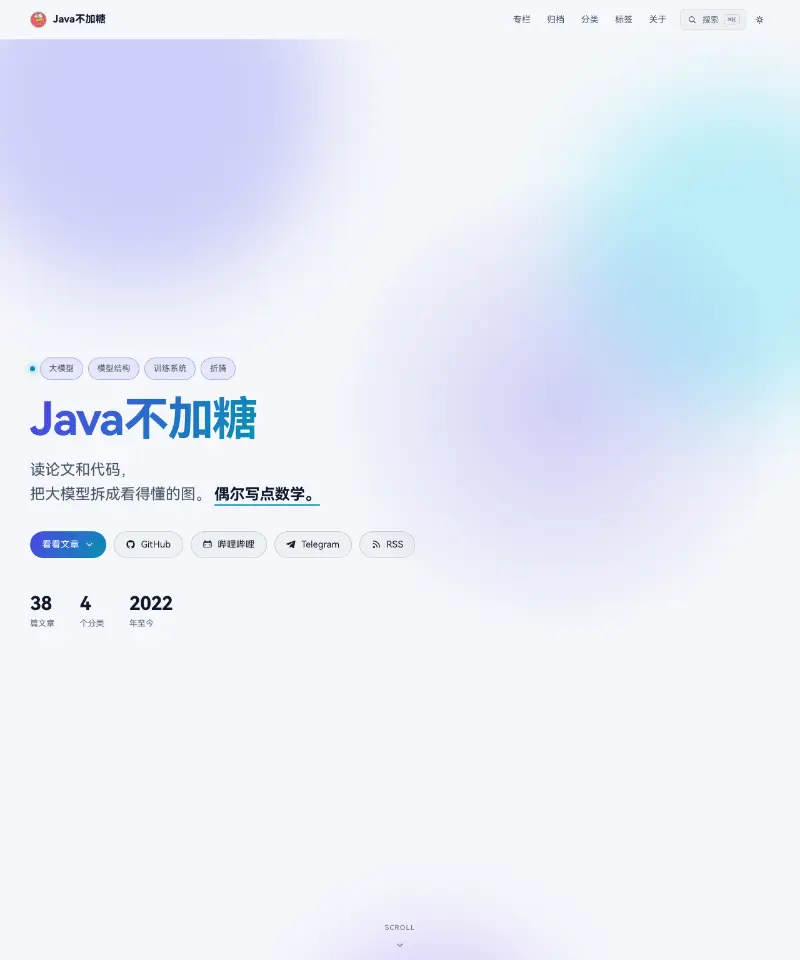 Java不加糖's Blog 首页截图