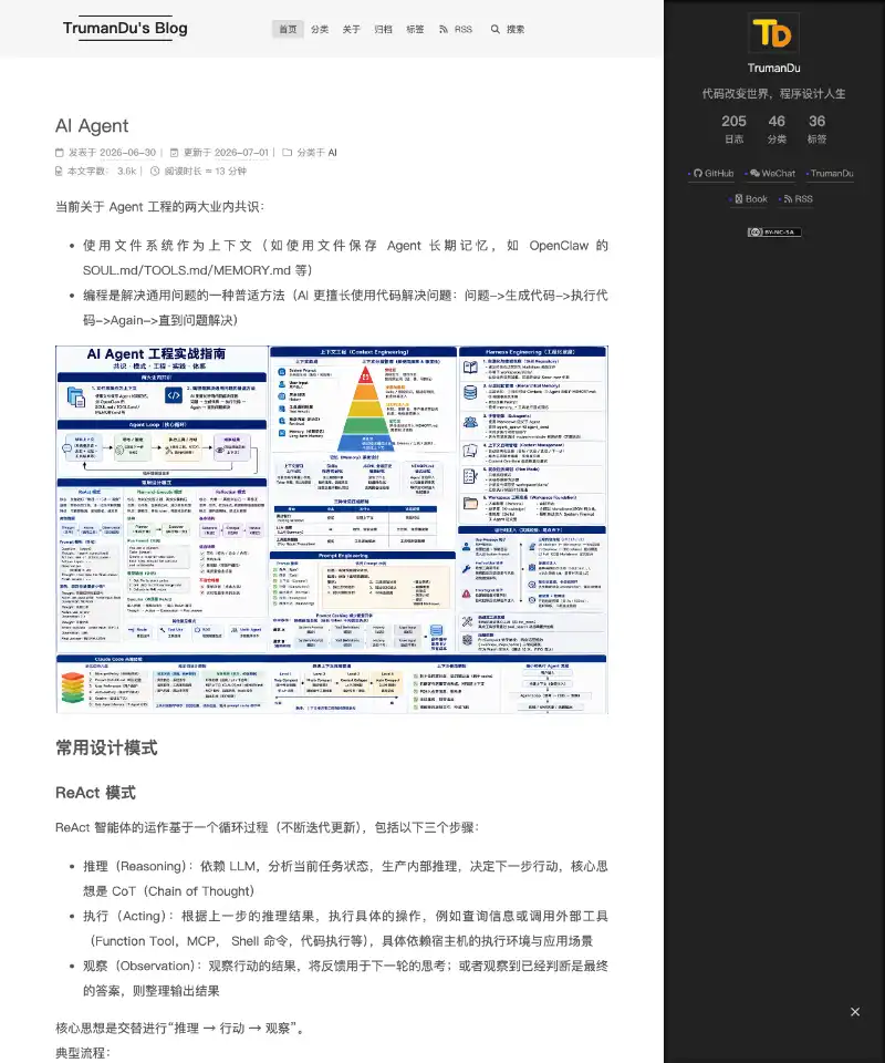 TrumanDu 博客 首页截图